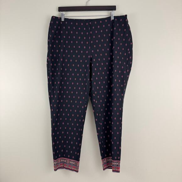 J. Jill Premium Bi-Stretch Black Red Pattern Ankle Pants Women's Plus Size 20W - Picture 1 of 10